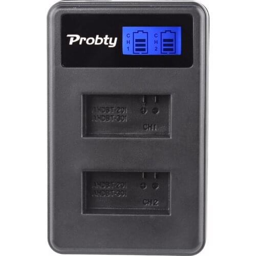 Probty AHDBT-301 AHDBT301 AHDBT 301 201 AHDBT-201 LCD USB Dual Charger For GoPro Hero 3 Hero 3+ Camera Accessories