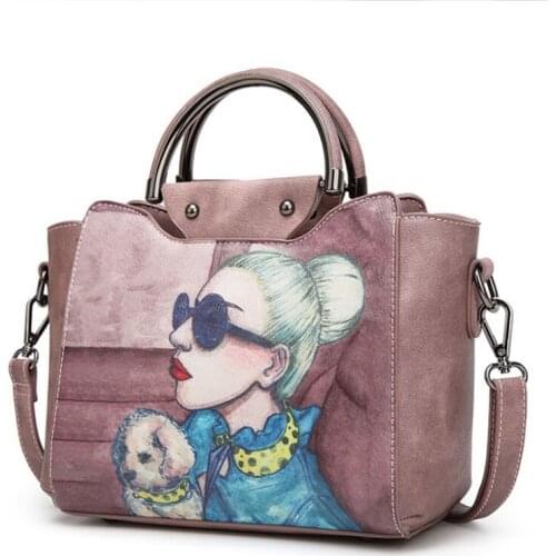 2018 Women Bag Handbag High Quality PU Leather Printed Female Tote Bag Vintage Women Messenger Shoulder Bag Flap Bolsa Feminina