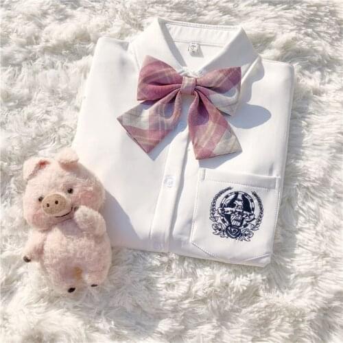 New autumn Women Thicken Shirt Long Sleeve Solid White Tops With Tie Bow Japanese Korean Jk Style Female Shirts Lapel Uniforms