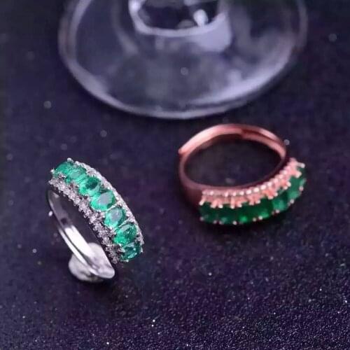 Natural green emerald Ring Natural gemstone ring 925 sterling silver trendy Elegant Luxury arrangement women party gift Jewelry