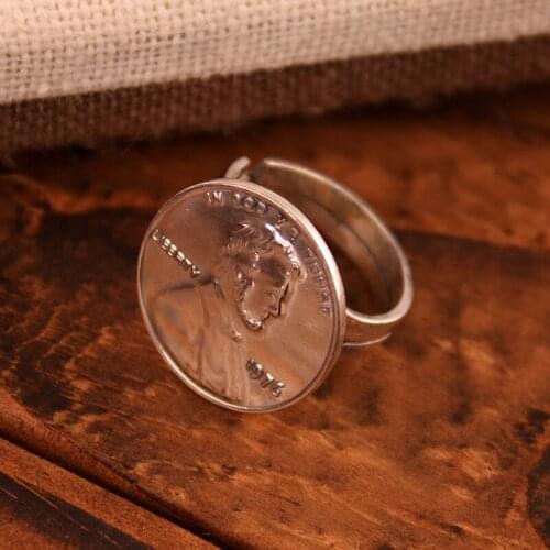 100%925 Silver Ring lady Korean fashion European style retro coin finger ring Silve