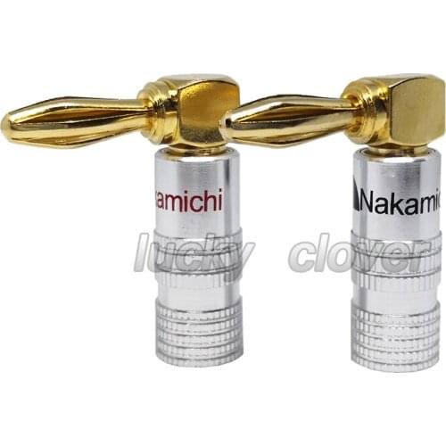 100PCS Right Angle 90 Degree Screws type Banana Plug Speaker Cable Connector Pure Brass Gold Plated Free Shipping