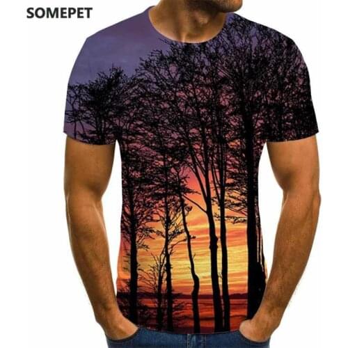 2020 New Men T-Shirt Casual Short Sleeve O-Neck Fashion Nature Printed T Shirt Men Tees