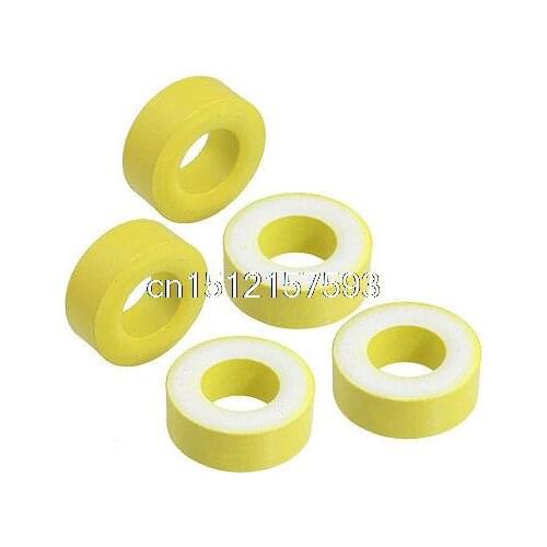 5 Pcs 27mm x 14mm x 11mm Yellow White Iron Core Power Inductor Ferrite Ring