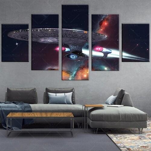 5pcs Universe Spaceship Fantasy Art Painting star trek movie poster HD Canvas Wall Art Paintings for Living Room Wall Decor