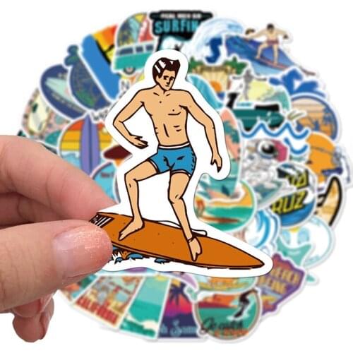 50Pcs/pack Outdoor Surfing Stickers Beach Surfing Summer Sports PVC Stickers Diary Album DIY Scrapbooking Decoration Sticker