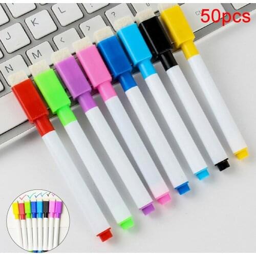 50Pcs Erasable Dry Whiteboard Markers Drawing Pens School Office Stationery