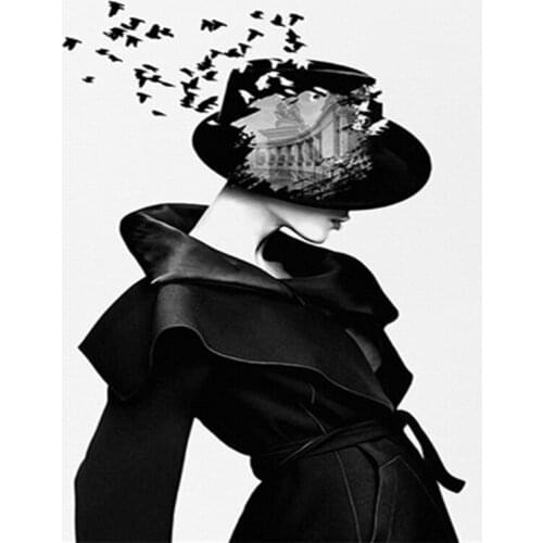 Diamond Painting Full Square/Round Butterfly Tiger Lady Diamond Embroidery Portrait Rhinestone Picture Home Decor