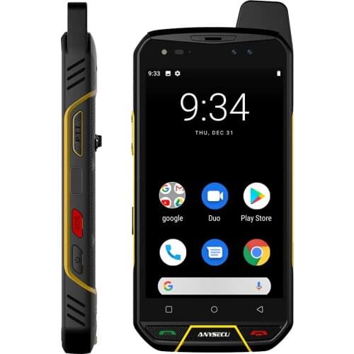 ANYSECU 4G POC + DMR UHF 2Watts Radio B9000 PLUS Android 8.0 NFC LTE 4G Network Radio Zello Real-PTT Rugged mobile phone