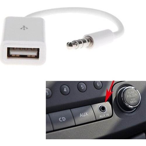AUX to USB Adapter 5mm Male Plug Jack to USB Female AUX Audio Cable Converter Adapter for MP3 MP4 Players Video Recorder T21E