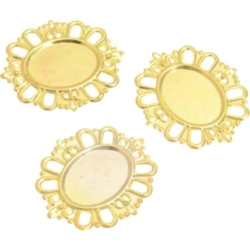 Free shipping 20Pcs Gold Plated Filigree Cabochon Setting Wraps Connectors Crafts Decoration DIY Embellishments 43x38mm F0386