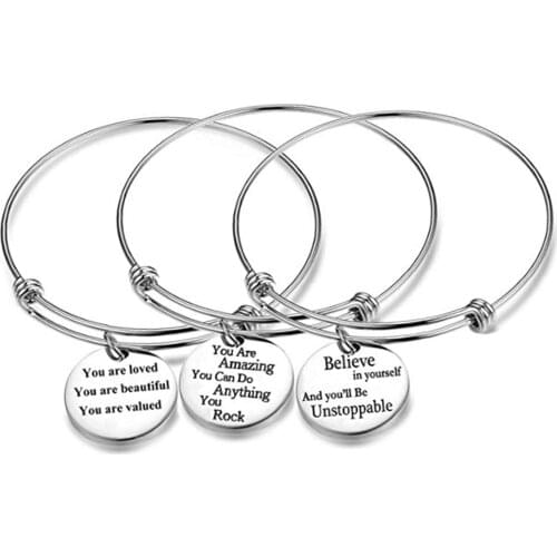 Fashion Stainless Steel Metal Expandable Bracelet Adjustable Blank Charm DIY Jewelry Making Bracelets & Bangles Woman Gift