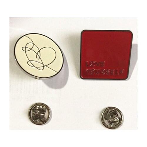 Kpop Bangtan Boys Love Yourself Concert Brooches Heart Metal Brooch Pin Badge For Clothes Women Men Hat Backpack Party Jewelry