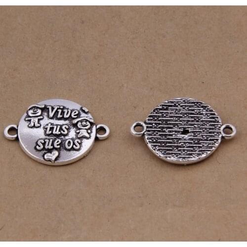 Yage 15*21mm 20PCS Alphabet letters Connector,vive tus sue os Charms for jewelry making