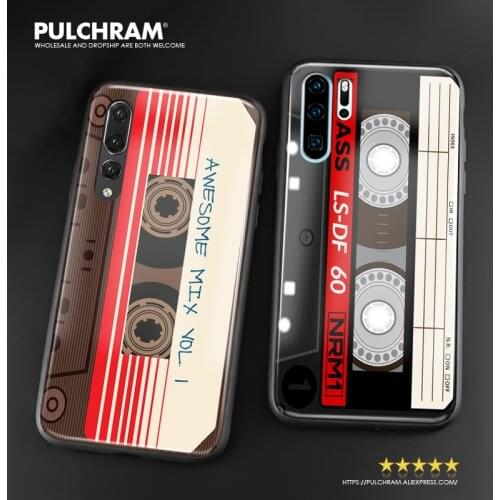Vintage audio cassette tape soft silicone glass phone case shell for Huawei Honor V Mate P 9 10 20 30 Lite Pro Plus Nova 3 4 5