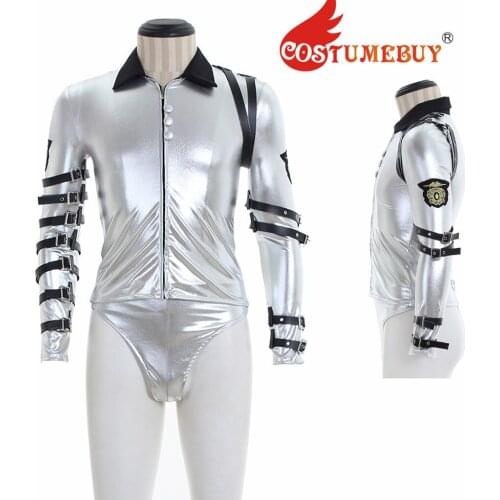 CostumeBuy Michael Jackson Japan Bad World Performance Silver Costume Jumpsuit Halloween MJ Costume L920