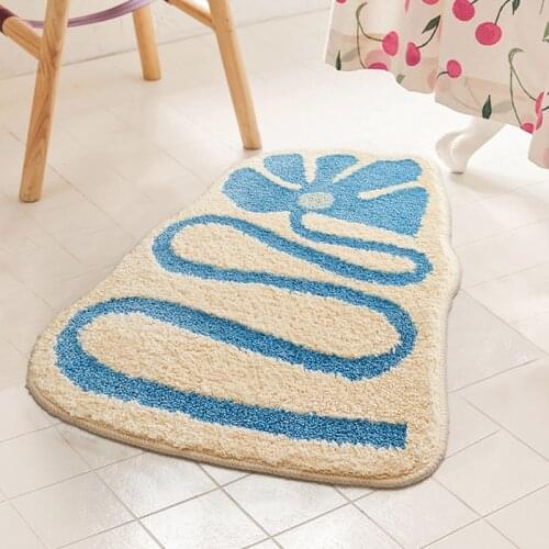 Flower Bathroom Rug Fluffy Flocking Entrance Carpet Area Floor Pad Tub Side Mat Bathmat Doormat Aesthetic Home Room Decor