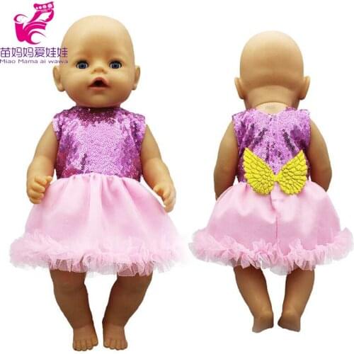 Baby doll dress sequins lace with wings 18 inch girl doll clothes denim pants child girl gift