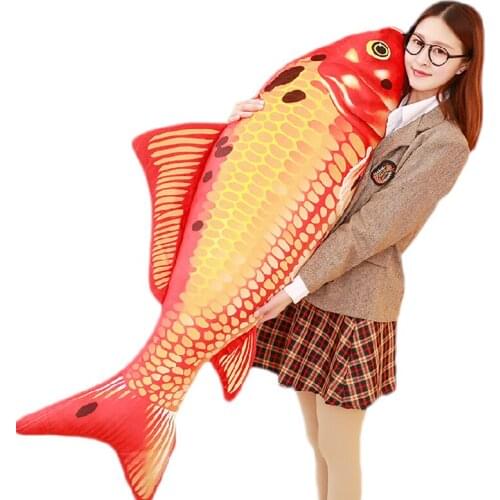 Dorimytrader 135cm Large Simulated Animal Koi Fish Plush Toy Stuffed Soft Fishes Animals Pillow Doll 53inches Gift Decoration