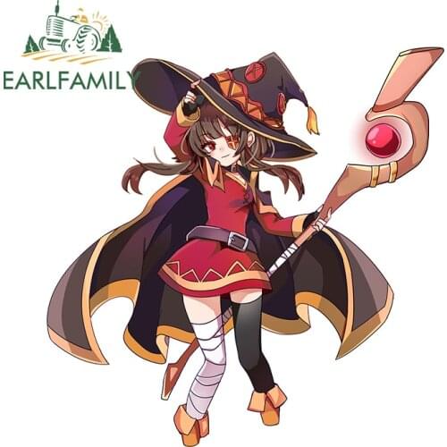 EARLFAMILY 13cm x 12.9cm for Kono Subarashii Megumin Car Stickers Creative Waterproof Decals Scratch-Proof Car Door Protector