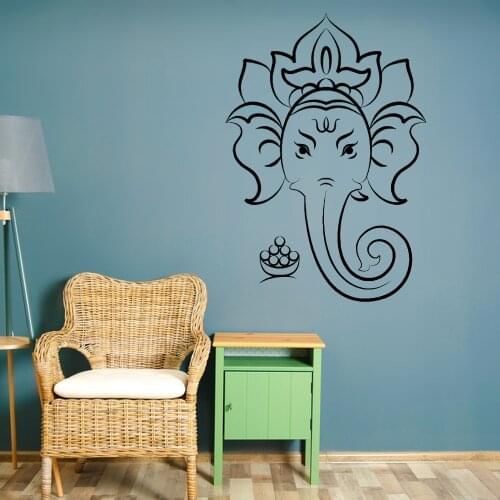 HINDU Lotus Yoga GOD GANESHA Vinilo mural Home Decoration Elephant Ganesh Wall Art Decal Wall Sticker Waterproof Vinyl ov61