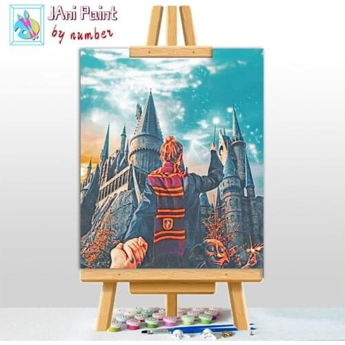 Follow Me To Hogwarts Picture DIY Painting By Numbers Colouring Zero Basis HandPainted Oil Painting Unique Gift Home Decor