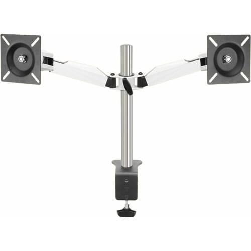DLM-TS101D white steel 360 rotate full motion 10-27" double arm dual monitor stand computer desk holder PC clamp bracket