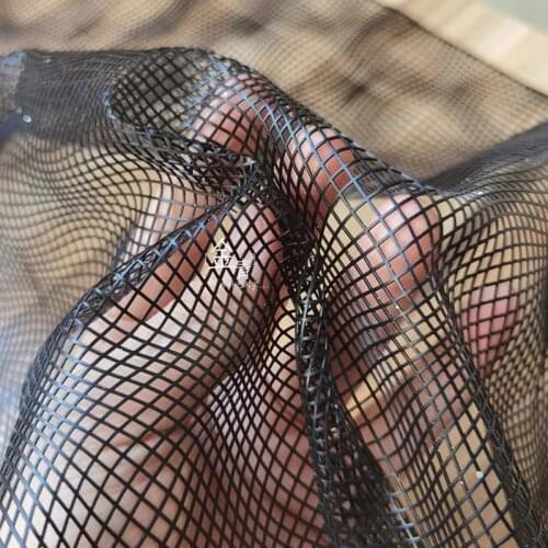 Square Hollow-out Mesh Fabric Black Creative PU DIY Pattern Patches Crafts Arts Decor Designer Fabric 47*42cm