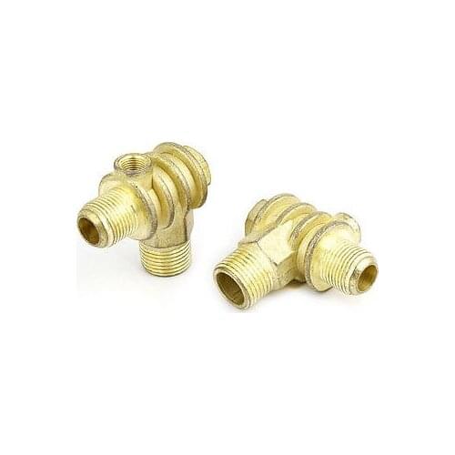 2 Pcs Gold Tone 1 Female 2 Male Thread Brass Check Valve for Air Compressor