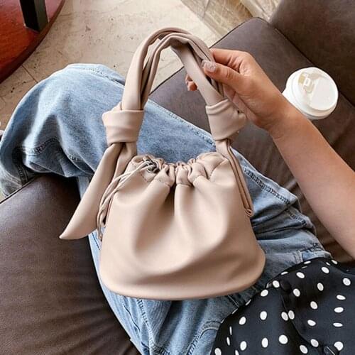 Small Pu Leather Bucket Bag for Women 2020 New Fashion Wild Design Solid Color Crossbody Shoulder Bags Female Handbags Tote