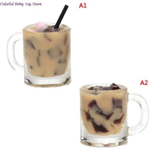 1/12 Doll House Miniature Accessories Mini Resin Coffee Milk Jelly Tea Cup Simulation Miniature Drinks Model Toy Decoration