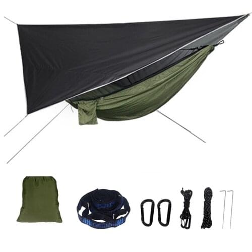 Mosquito net hammock canopy set outdoor quick-open hammock plus rain-proof shade Mosquito net hammock