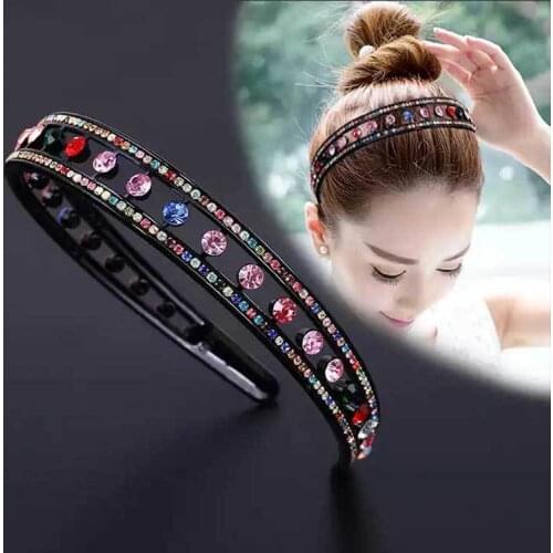 New Fashion Non-slip Boutique Double row of rhinestones Hair band Headband for Women Girl Accessories Headwear
