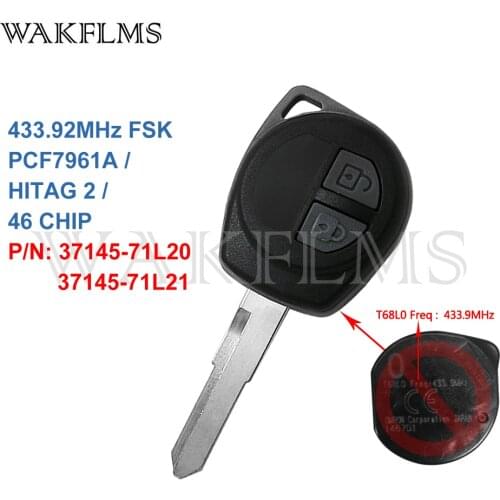 Newest Updated 2 Btns 433.92MHz PCF7961A / 46 CHIP Remote Key For Suzuki Swift 37145-71L20 37145-71L21 Replace T68L0 Genuine Key