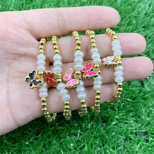 2021 New Arrival Fashion Designer Korean Gold Plated Enamel Butterfly Bracelet for Women Jewelry