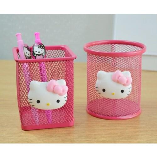 New Cartoon Metal Pen Holder Multifunctional Cute Student Desktop Storage Box Office Supplies Creative Pen Holder