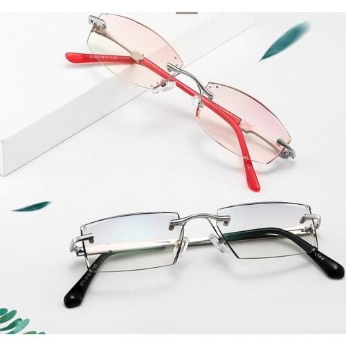 Diamond Cut Women Men High Quality Ultralight Rimless Commercial Anti Blu Anti Fatigue Reading Glasses +0.75 +1 +1.25 +1.5 to +4