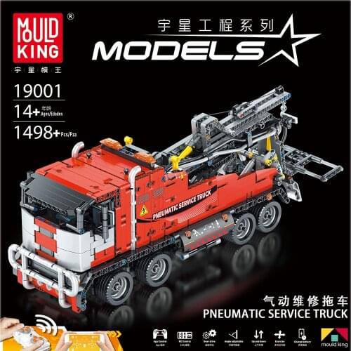 Mould King Moc Rc Pneumatic Service Truck Building Blocks High Tech Remote Control Trailer Rescue Vehicle Bricks Toys For Kids