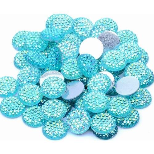 Multicolor AB Colors 12mm 40/200 Piece Glue on Round Flatback Resin Rhinestones Without hole Beads Gems DIY Scrapbooking Crafts