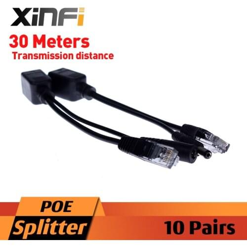 Xinfi 10 pair POE Splitter Transmitter+POE Receiver For RJ45 Network Cable PoE Splitter & Injector Cable Kit PoE Adapter