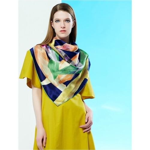 Luxury Brand New Womens Scarf Fashion Lady Silk Scarves Square Size Prints Soft Shawls Pashmina Foulard Office Festival Gift