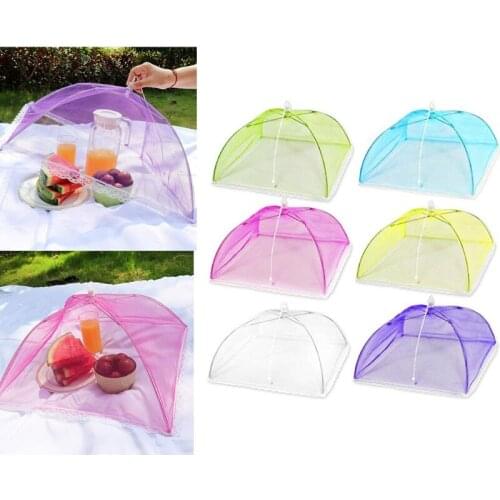 6 Pcs Pop-Up Mesh Screen Food Cover Tent Reusable Collapsible Anti Fly Mosquitoes Umbrella Food Cover Net Protector for Home Ou