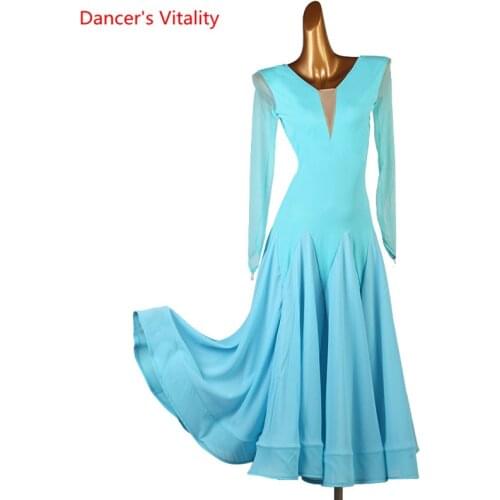 Modern Dance Dress V-Neck Chiffon Skirt Mesh Long Sleeve Performance Clothes Profession Custom Adult Child Competition Clothing