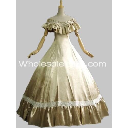 Light Off The Shoulder Southern Belle Victorian Satin Prom Gown/party Dress/party Costume