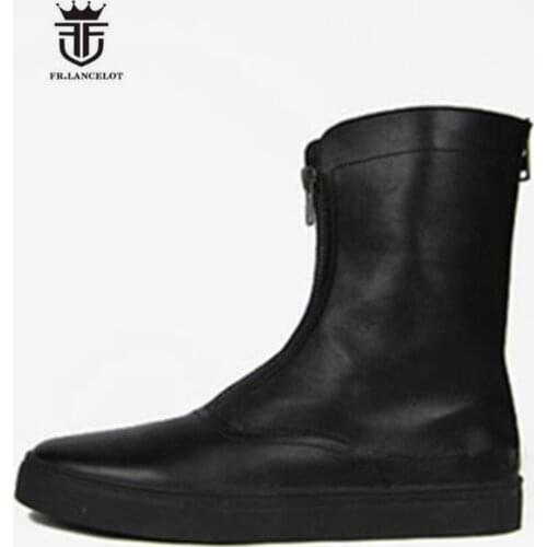 Handmade Vintage genuine Leather Zipper Botas Militares Boots army boots mens casual leather military boots