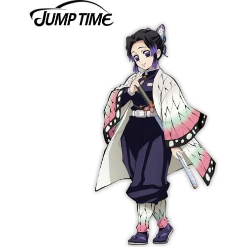 Jump Time 13 x 6.2cm For Demon Slayer Shinobu Kocho Anime Sticker Decal Car Truck Window Bumper Graphic Waterproof Car Styling