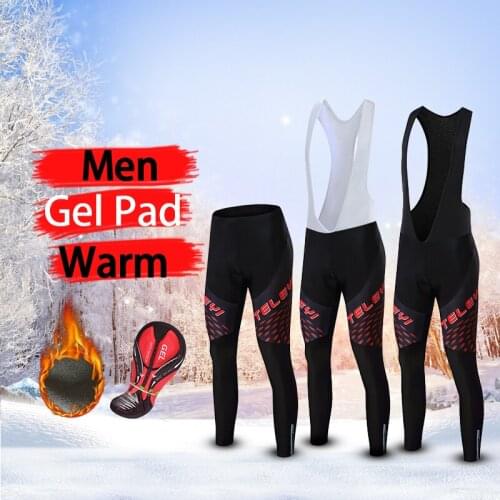 Winter Thermal Fleece Cycling Tights For Men Keep Warm Bicycle Bib Trousers Male Team Sport Long Shorts Mtb Bike Pants Equipment
