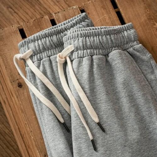 002 320G Heavy Weight Cotton Mans Sweatpant Pants High Quality Casual Elastic Mid Waist Drawstring Mens Trousers Joggers New