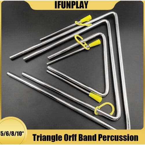 1pc new 5/6/8/10 Inch Triangle Orff Musical Instruments Band Percussion Educational Musical Triangolo For Children