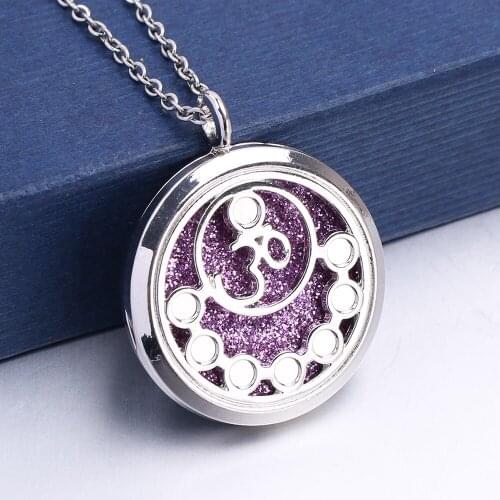 1pc Magnetic Open 30mm Chakra Yoga Om Ohm Pendant Stainless Steel Necklace Aroma Perfume Essential Oil Diffuser Locket Necklace